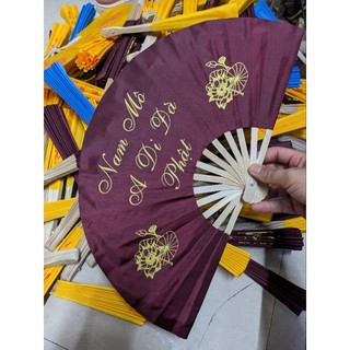 Quạt vải lụa màu nâu