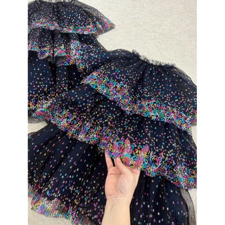 Váy ren sequin navy bé gái xuất dư