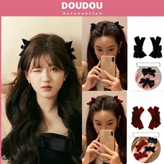 Kẹp tóc mái nhung Doudou Kẹp càng cua nơ Cặp tóc mini Kẹp gắp tóc con phong cách Hàn Quốc ZJ083