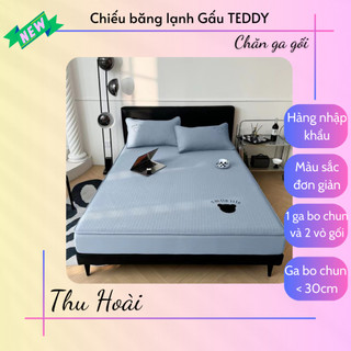 Chiếu băng lạnh gấu teddy , chiếu làm mát dùng mùa hè , chiếu băng lạnh kèm vỏ gối nằm