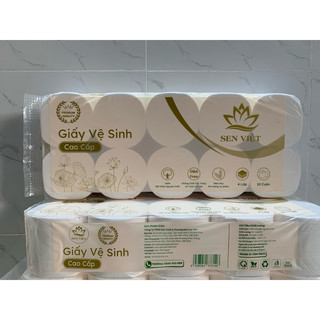 1.7kg/ lốc giấy 10 cuộn không lõi cao cấp sen việt - giấy lụa 4 lớp mềm mịn và dai