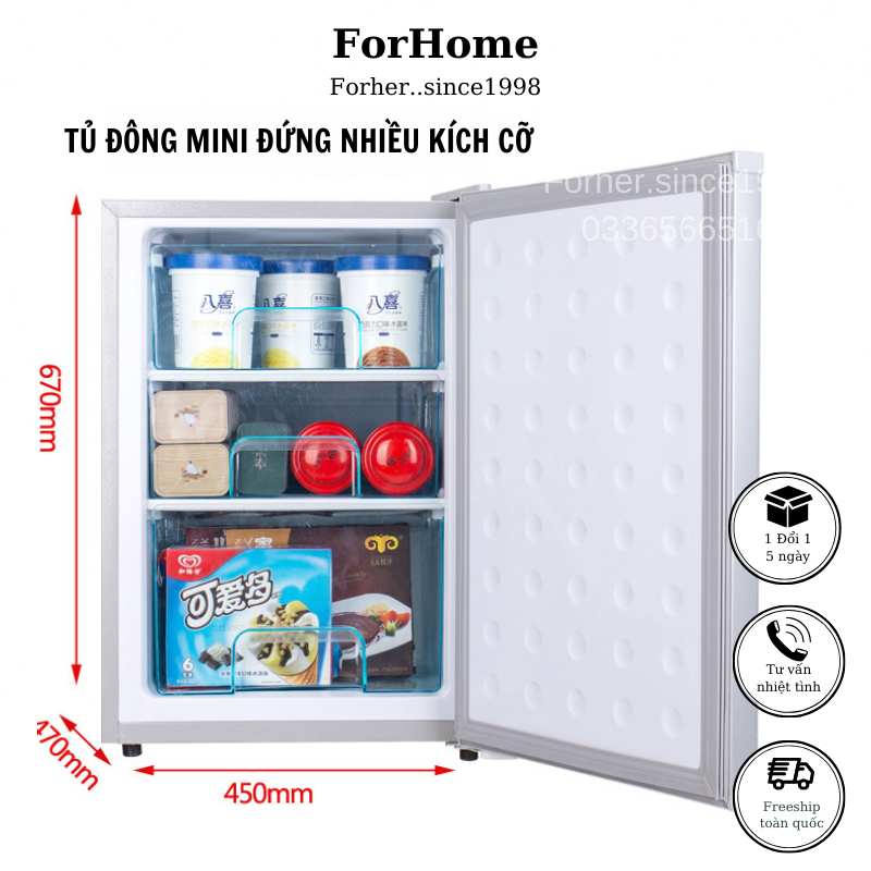 Tủ đông mini đứng nội địa Trung, tiết kiệm điện, nhỏ gọn, dùng cho gia đình , gia dụng ForHome