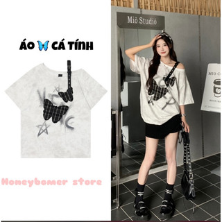 Áo Trễ Vai Bướm Cá Tính 🌸Áo Nữ Fom Rộng Tay Lỡ Phong cách Ulzzang🌸