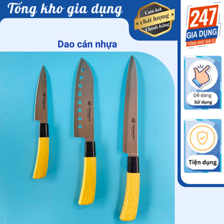 Dao thép không gỉ cán nhựa giả gỗ, dao làm bếp phong cách Nhật Bản