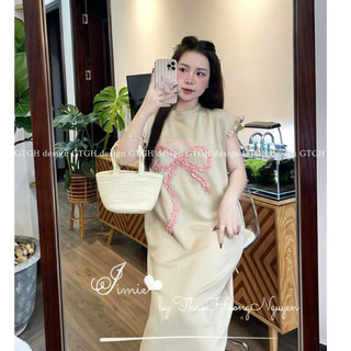 Siuu phẩm váy xuông tay bèo đính nơ so hottt sm