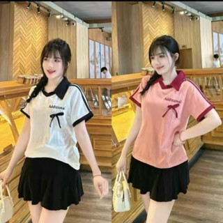  Áo thun cổ trụ 606 Bigsize 45-90kg chất thun tăm lạnh đính nơ xinh xắn co giãn tốt* 