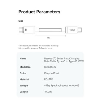 Cáp Sạc Nhanh Baseus 0℃ Series Fast Charging Data Cable Type-C to Type-C 100W