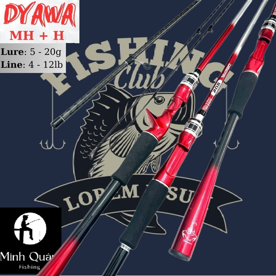 Cần Lure Bọ Cạp 2 ngọn DYAWA MH+H, Chất Liệu Carbon xoắn X, Đủ Size 1m8, 2m1, 2m4