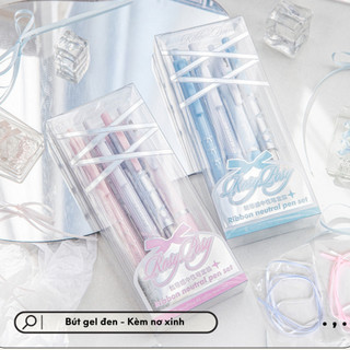 Hộp 4 bút gel mực đen rosyposy ngòi st 0.38mm & 0.5mm mau khô, 4 bút thiết kế khác nhau,