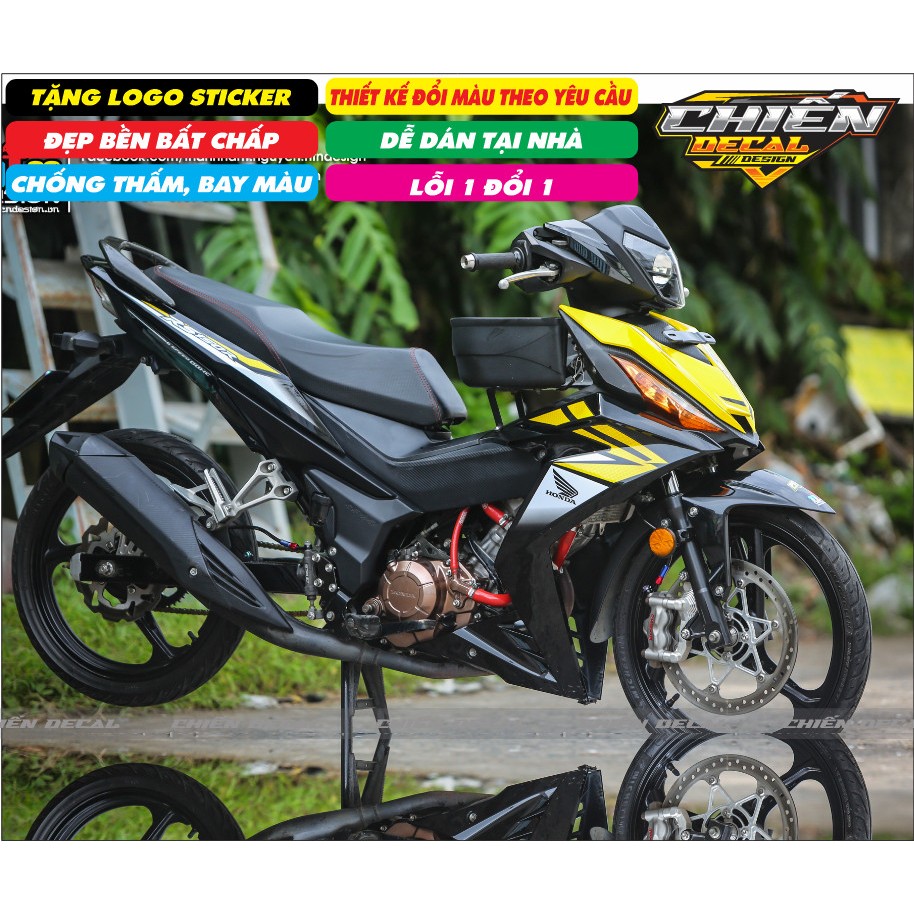 Tem rời xe winner V1 150cc mẫu tem RS150 ĐEN VÀNG TRẮNG mẫu mới (MS406)