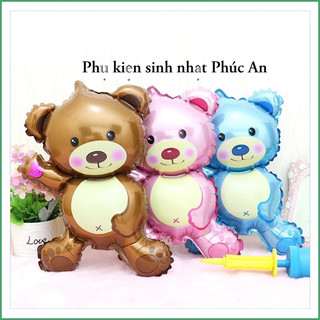 Bóng kiếng nhôm 45cm hình gấu màu dễ thương trang trí sinh nhật hpbd