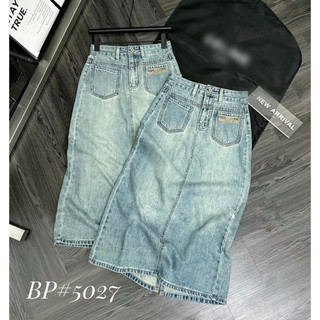 Chân váy jeans xanh dáng dài xẻ sau hàng qcl1 ms265027