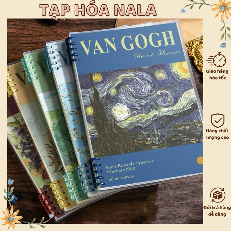 Sổ còng Bìa thay được giấy Van Gogh A5/B5 120 trang kẻ ngang NALA Thiết kế khuyết còng dễ viết planner tập vở học sinh