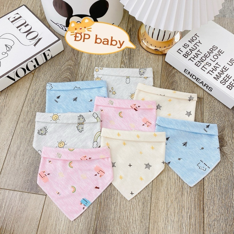 Combo 5 10 Yếm tam giác bé trai bé gái sơ sinh chất cotton mềm mịn mướt mát mẻ có cúc bấm sau cổ