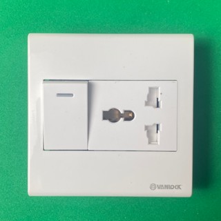 Ổ Cắm Đa Năng + Công Tắc 1 Chiều Vuông 16A Có Màn Che Sino Dòng S98CC - Hàng Ghép Mặt Vuông S98CCUAMS