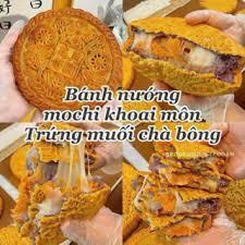 Bánh nướng mochi khoai môn trứng muối chà bông khổng lồ 500g cực ngon😋😋😋