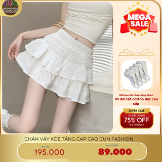 Chân váy xòe tầng cạp cao Cun Fashion Chất xốp quảng châu loại 1 dễ thương tôn dáng C5V1K