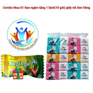 Combo Mua 01 Kẹo ngậm tặng 01 bịch(10 gói) giấy ăn rút Sen Vàng