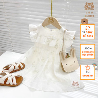 Váy cho bé -Váy cộc TRẮNG ngực bèo hoa nhí XANH cho bé của COCANDY mã V3821