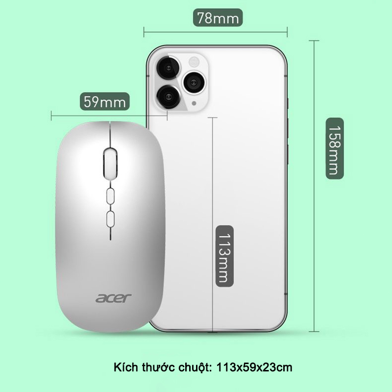 Chuột không dây acer Bluetooth 2.4Ghz tự sạc pin cao cấp 2 trong 1 chống ồn dùng | BigBuy360 - bigbuy360.vn