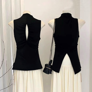 Áo thun nữ sát nách xẻ tà cổ tròn phối dây buộc thời trang sugal top nu 160