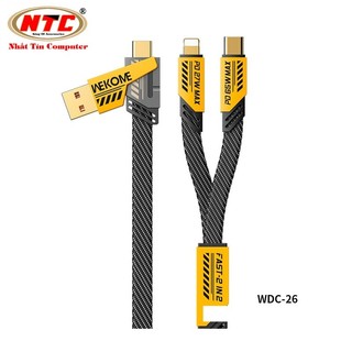 Cáp sạc nhanh đa năng 2in2 wekome wdc-26 typec / usb to typec & ln pd 65w / 27w, dài 1.2m - hãng phân phối