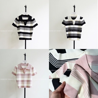 MARKI / ÁO LEN MONGTOGHI CỔ POLO KẺ NGANG CỘC TAY A420