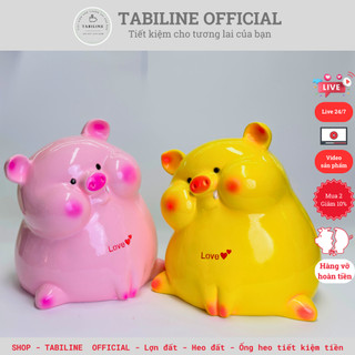 [Mua 120k tặng 2 heo] Heo đất ống tiết kiệm tiền heo bánh bao love size to cute xinh LD48 - TABILINE