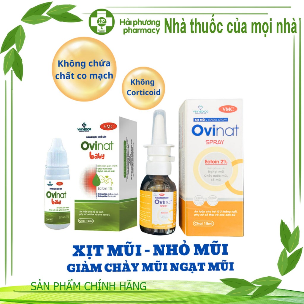 Ovinat Baby Spray Nhỏ Mũi Xịt Mũi Giảm Chảy Mũi Nghẹt Mũi Sổ Mũi Không Corticoid An Toàn Cho Bé