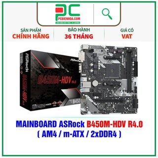 Bo mạch chủ - mainboard asrock b450m-hdv r4.0 - hàng chính hãng 36t
