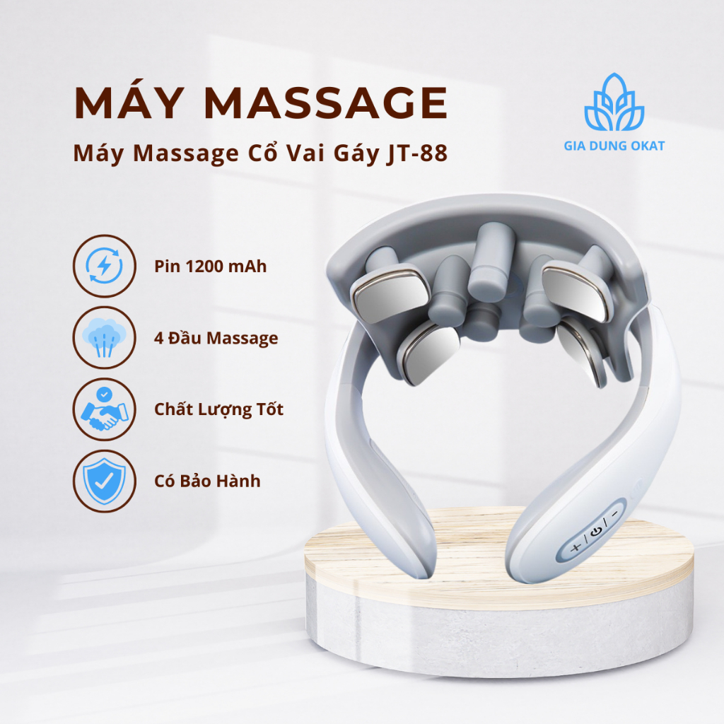 Máy Massage Cổ Vai Gáy JT88, Mát Xa Xung Điện Cùng 5 Đầu Rung Làm Giảm Nhức Mỏi