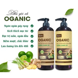 Dầu Gội Xả Thảo Dược Dưỡng Sinh QDALY ORGANIC Gừng - Chanh - Sả, Dung tích 2000ml/ Cặp