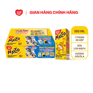 Sữa lúa mạch LOF MALTO vị socola thùng 48 hộp x 180ml