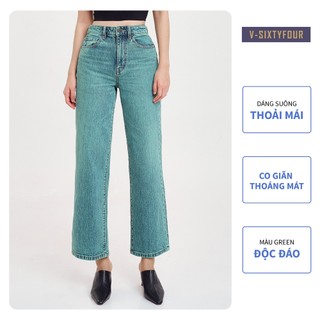 Quần jeans nữ dáng suông xanh lá. green blue tint wash straight jeans v-sixtyfour - 122wd1083f3350