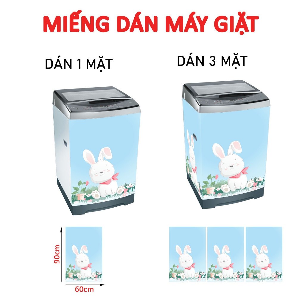 Decal dán máy giặt - THỎ CON - Decal chống thấm nước