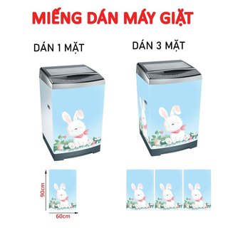 Decal dán máy giặt - thỏ con - decal chống thấm nước