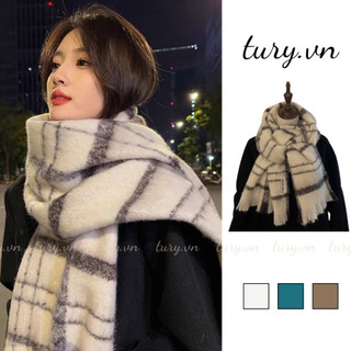 Khăn len choàng cổ unisex - tury - khăn cashmere mềm mại họa tiết sọc trơn hàn quốc thời trang thu đông nhiều màu- ln005