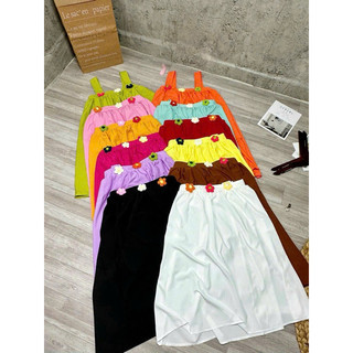 ĐẦM babydoll phối hoa váy xoè ulzzang siêu dễ thương đầm hai dây bảng lớn bigsize