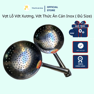 Vợt Lỗ Vớt Xương, Vớt Thức Ăn Cán Inox ( Đủ Size) Mta Mart, Dày Dặn, Vệ Sinh, Tiện Dụng