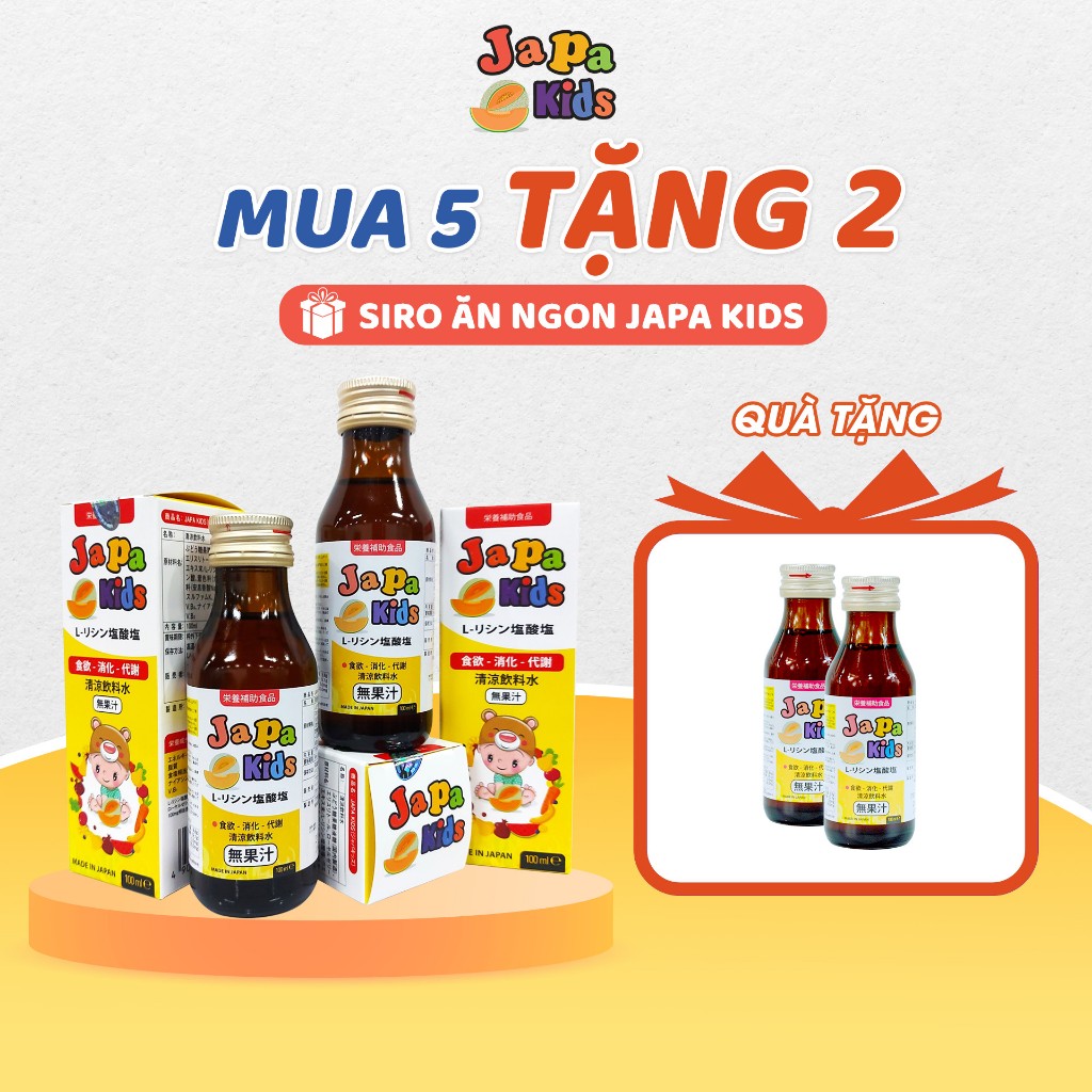 Combo 5 Tặng 2 Siro Ăn Ngon Japa Kids Chính Hãng 100ml