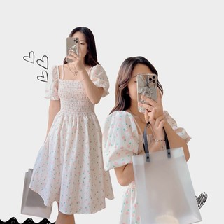 Đầm Hoa Nhí Vintage 2 Dây Body Cổ Vuông ,Váy công sở chiffon thiết kế ulzzang đu ido BlackPink du lịch biển mùa hè Hiva