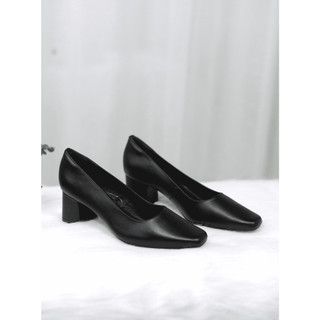 Giày cao gót mũi vuông da thật cao 5cm 1017