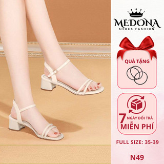 [N49] Giày cao gót quai mảnh 2 dây đế trụ 5 phân sang chảnh sandal cao gót xinh hot trend - MEDONA