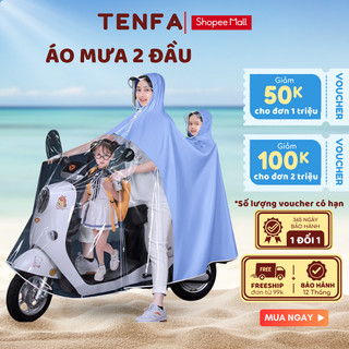 Áo mưa 2 đầu METIS, Áo mưa trong suốt cao cấp che phủ toàn thân, tà áo siêu rộng kèm kính chắn mưa