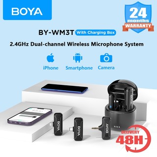 BOYA BY-WM3T2-U1/U2/D1/D2 và BY-WM3T-U2/D2/M2 - Mic Thu Âm Không Dây 2.4GHz - Hàng Chính Hãng
