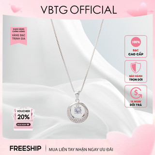 Dây chuyền bạc nữ vbtg mặt trăng đính đá - vòng cổ bạc ta cao cấp vbtg6146