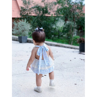 Set hở lưng cột nơ hoa phối ren cho bé