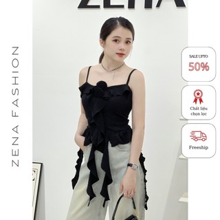Áo 2 dây nữ ngực đính hoa viền bèo tua rua siêu đẹp zena 29815