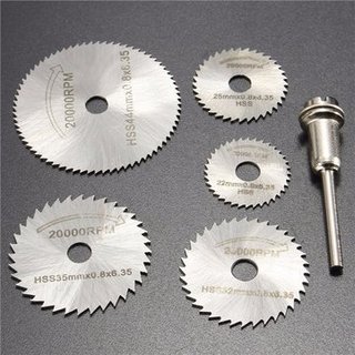 Lưỡi cưa gỗ mini cho máy khoan 6 đĩa cắt gỗ + 2 cán - đĩa cắt gỗ nhựa meca hay đĩa cắt răng