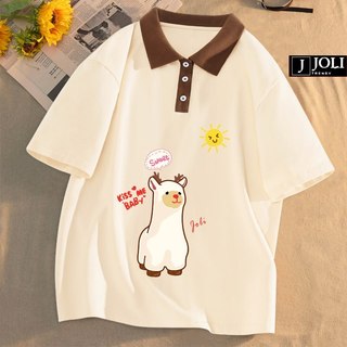 Áo Polo Nữ, Polo Unisex By JOLI Mã PL Kiss Me In Hình Form Rộng Tay Lỡ Cho Nam Nữ